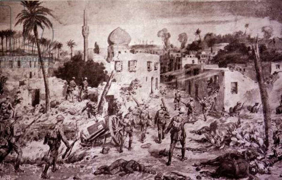 2602195 British Patrols enter Gaza; (add.info.: World War 1 - November 7th, 1917, the second stage in Sir Edmund Allenby's victorious advance was the capture of Gaza, Beersheba, during the campaign in Palestine, having seen secured on October 31st.  British Patrols enter Gaza after the final successful attack.); Universal History Archive/UIG.
